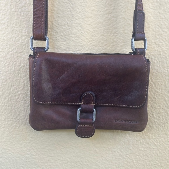Jack Georges “The Voyager Mini Leather Crossbody” 5” X 7” X 1.25” Dark Brown EUC - Picture 11 of 16